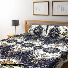 3pc cotton crystal printed double bedsheet