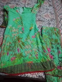 khaadi brand stich shirt and dupatta green colour 0