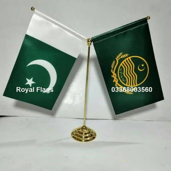 Table Flag for Office & Custom Logo flag for table, dual rod stand 17