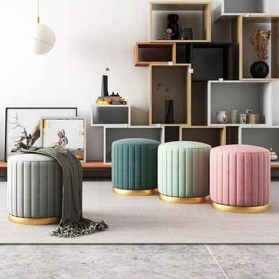 12.12 SALE ON ROUNDED WOODEN VELVET STOOLS