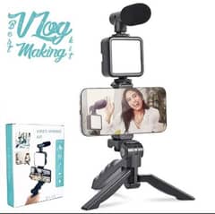 video making vloggingkit tripod stand microphone ledlight mobileholder