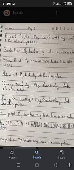 handwriting assignment work