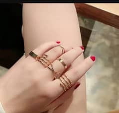 6 Pc Trendy Gold Plated Ring Set 0