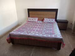 Double Bed (King Size) with Side Table and Mattress available for Sale