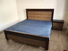 King Size Bed with Side Table  & 72x78 Alkhair Mattress for Sale