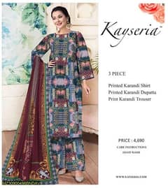 3 Pcs Women Unstitched Karandi Printed Suit