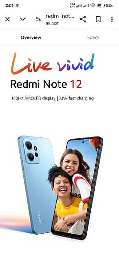 Redmi Note-12 Full Box 16GB+128GB Amoled  50MP Cam 5000mah Battery