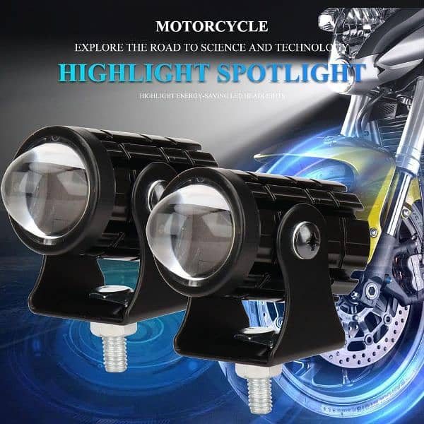 2 Pcs Bike Safety Fog Light Yellow And White 2