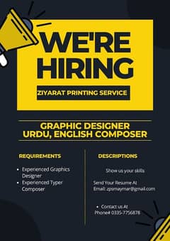 Need A typist and Graphic designer for shop