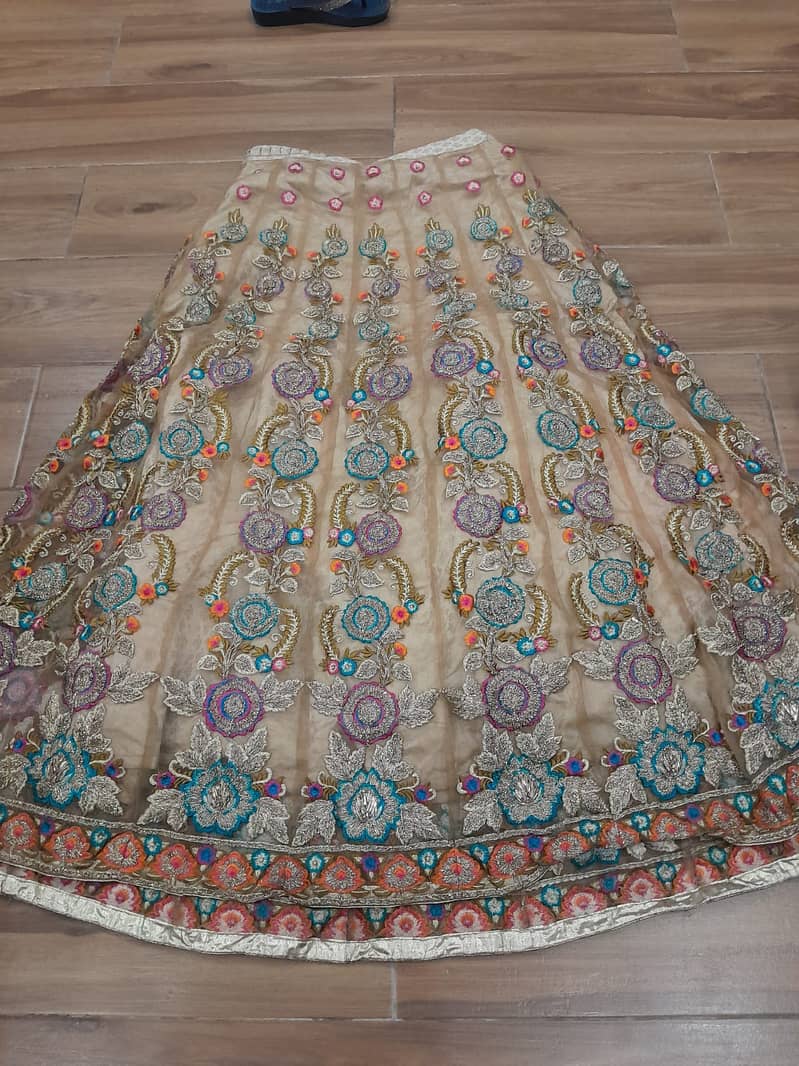 Mehndi lehnga with shiffon shirt and (bordered dupatta), ready to wear 1