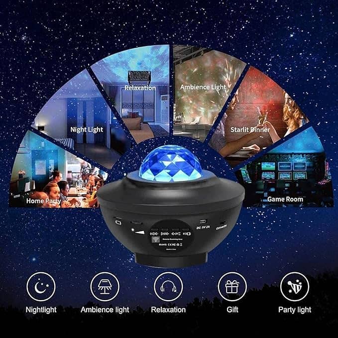 Galaxy Star Light Projector Lamps with Remote, USB,Bluetooth Speaker, 2