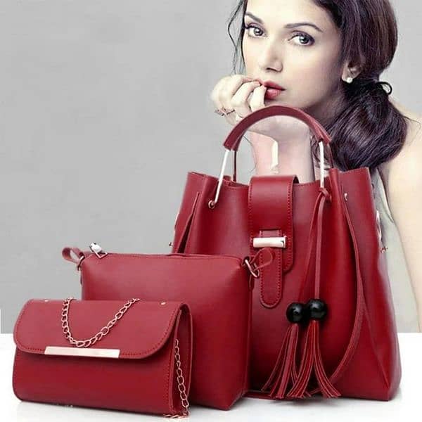 3 pic women bag pure leather 0