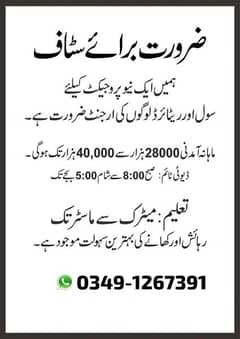 MALE STAFF REQUIRED