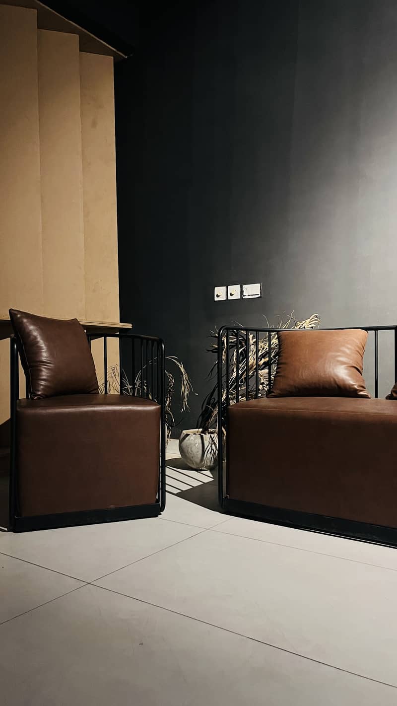 Modern leather sofa set 4