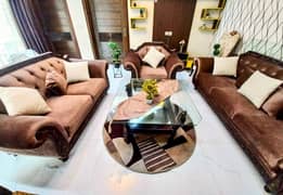 Luxury Chocolate Brown Sofa Set For sale