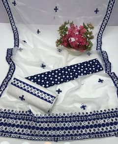 3pcs womens unstitched Cotton Embroidered Suit