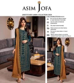 3 Pcs Women's Unstitched Lawn Embroidered Suit