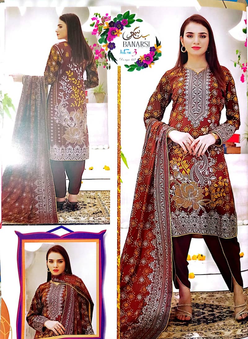 3 Piece Banarasi Lawn Suit in Rs. 1,600/- only 8