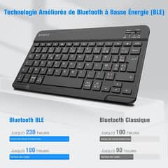 Fintie Ultra Thin (4 mm) Bluetooth Keyboard with French Layout AZERTY