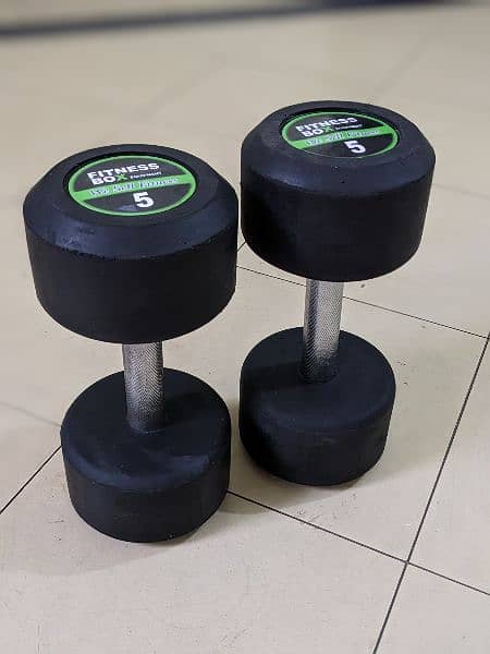 Rubber Coated Dumbbell iron rod Weight plates barbell bar gym bench 2