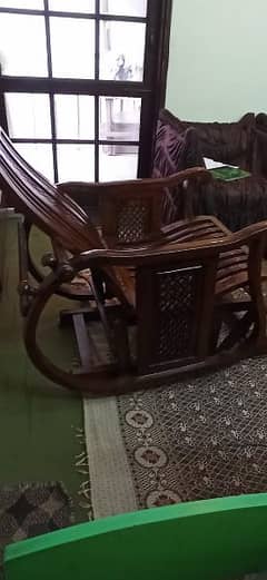 New Relaxing Sheesham Wooden Chair with foot swing table