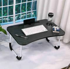 Laptop Table Fine Quality Foldable Wooden with Glass and Mobile Holder