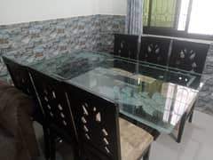 Dining Table (Double Glass) with 06 Chairs 0