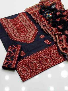 3pcs women unstitched lawn Cotton embroidered