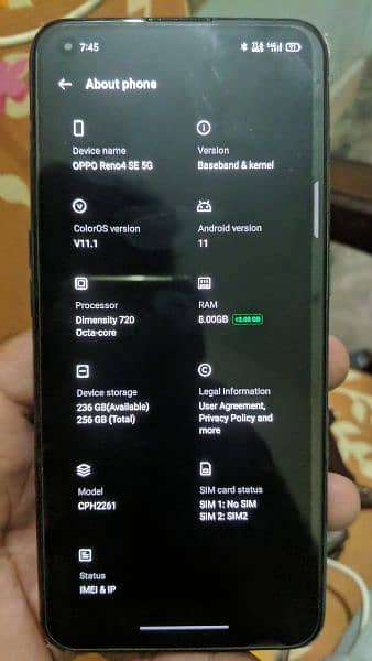 OPPO Reno 4 SE 5G Urgent Sale need Cash 8/256 gb 3