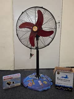 Solar Pedestal Fan with Battery and Charger