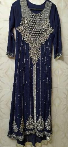 chiffon blue frock with back tale