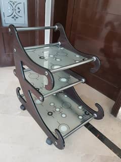 Stylish Wooden and Glass Tea Trolley