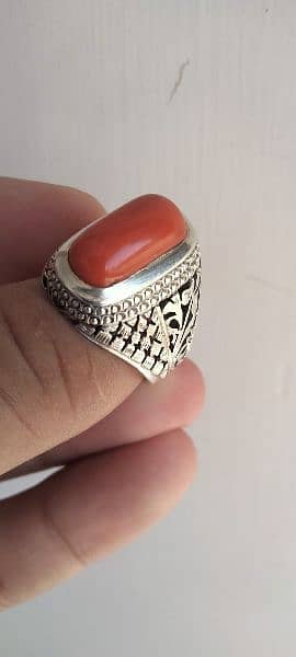 Natural Italian Marjan Coral Faislabadi Ring 0