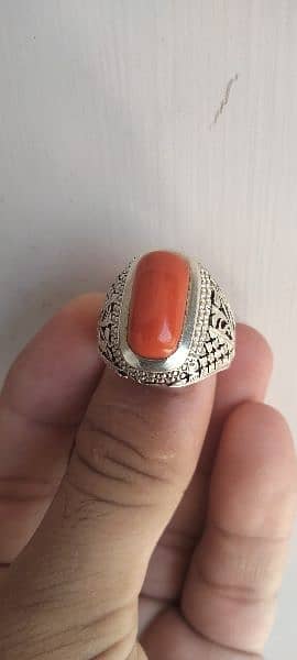 Natural Italian Marjan Coral Faislabadi Ring 1