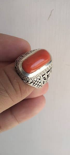 Natural Italian Marjan Coral Faislabadi Ring 2