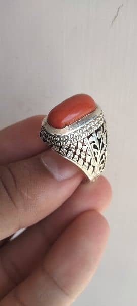 Natural Italian Marjan Coral Faislabadi Ring 4