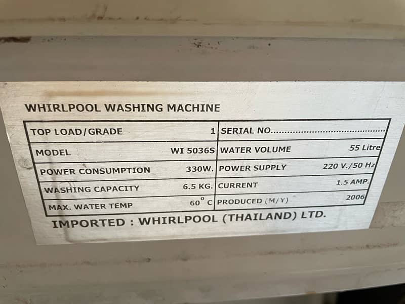 Whirlpool Automatic machine 6.5 KG 3