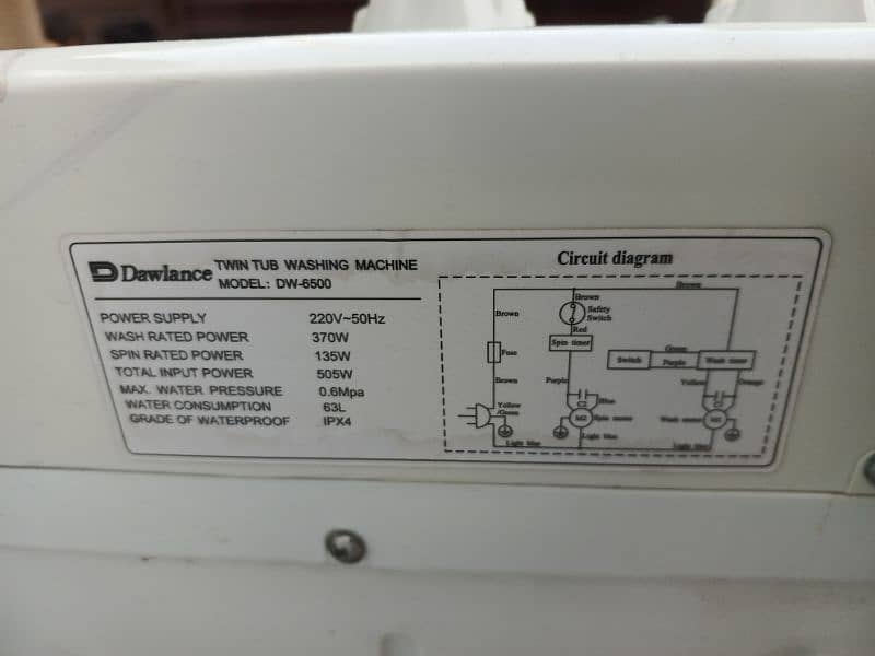 dawlance Twin tub washing machine model dw 6500 7