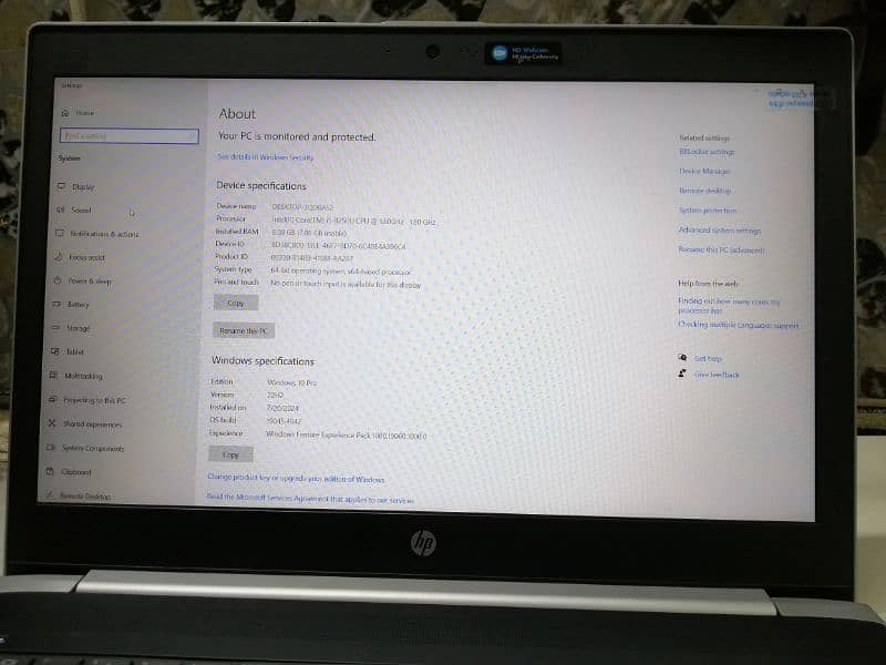 hp probook 450 G5 15.6 inches with num pad 11