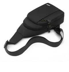 Sleek Black Crossbody Sling Bag with Adjustable Strap.