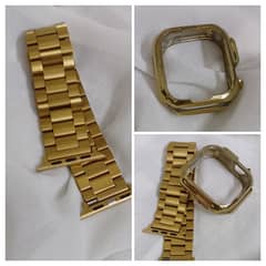 golden strap and case of  smart watch