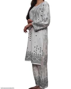 woman unstitched 2-pcs Linen printed  shirt and Trouser