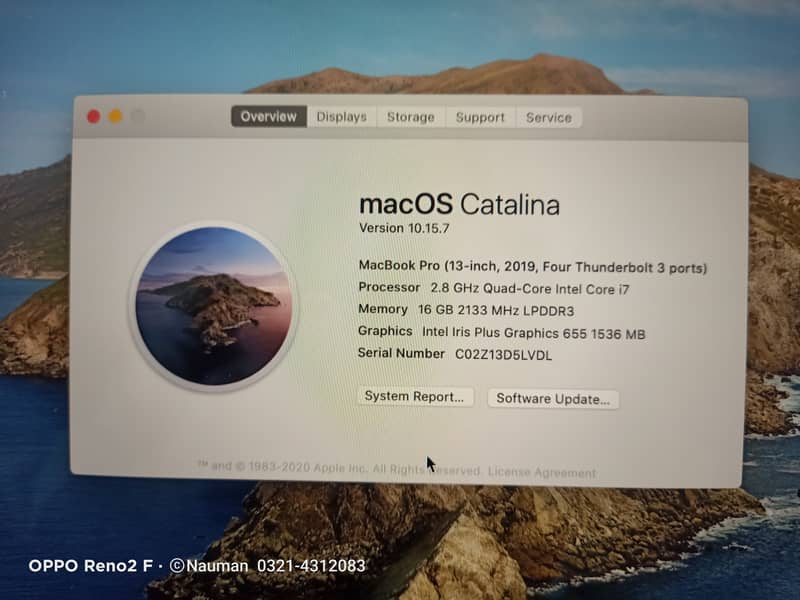 MacBook Pro 2019,Core i7,16GB RAM, 256GB SSD13"Ratina Disply 3