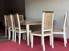 wood 6 chairs dining table