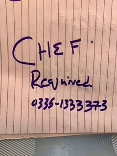 Chef Required for Fast Food