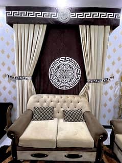 7 seater sofa set and Center table and curtains