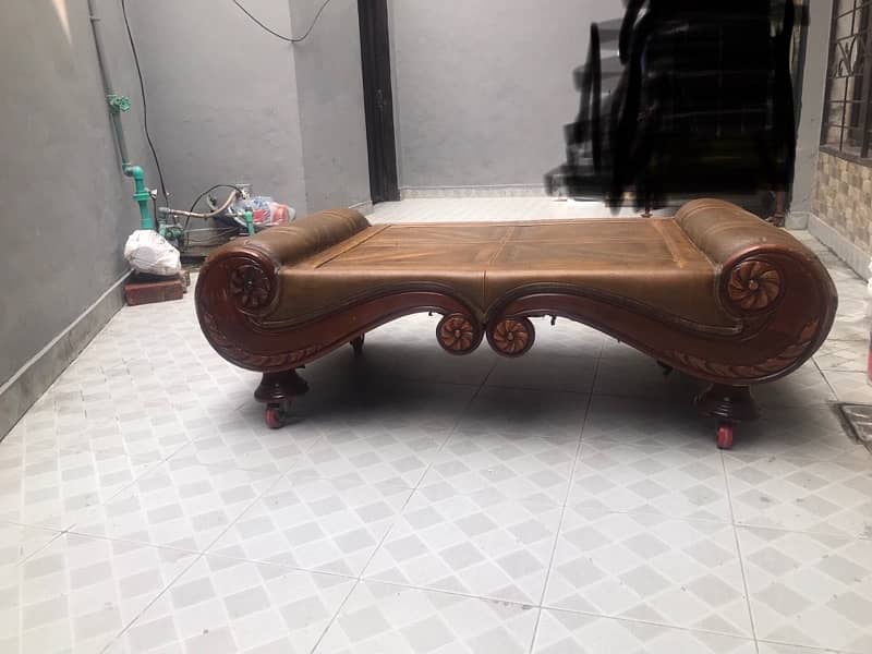 wooden center table with wheels 0