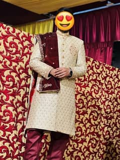 Golden red sherwani set