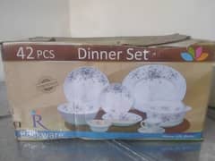 Printed Dinner Set White 42 Pieces's