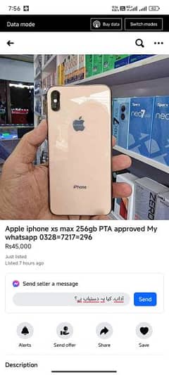 Apple iphone xs max 256gb PTA approved My whatsapp 0328=7217=296